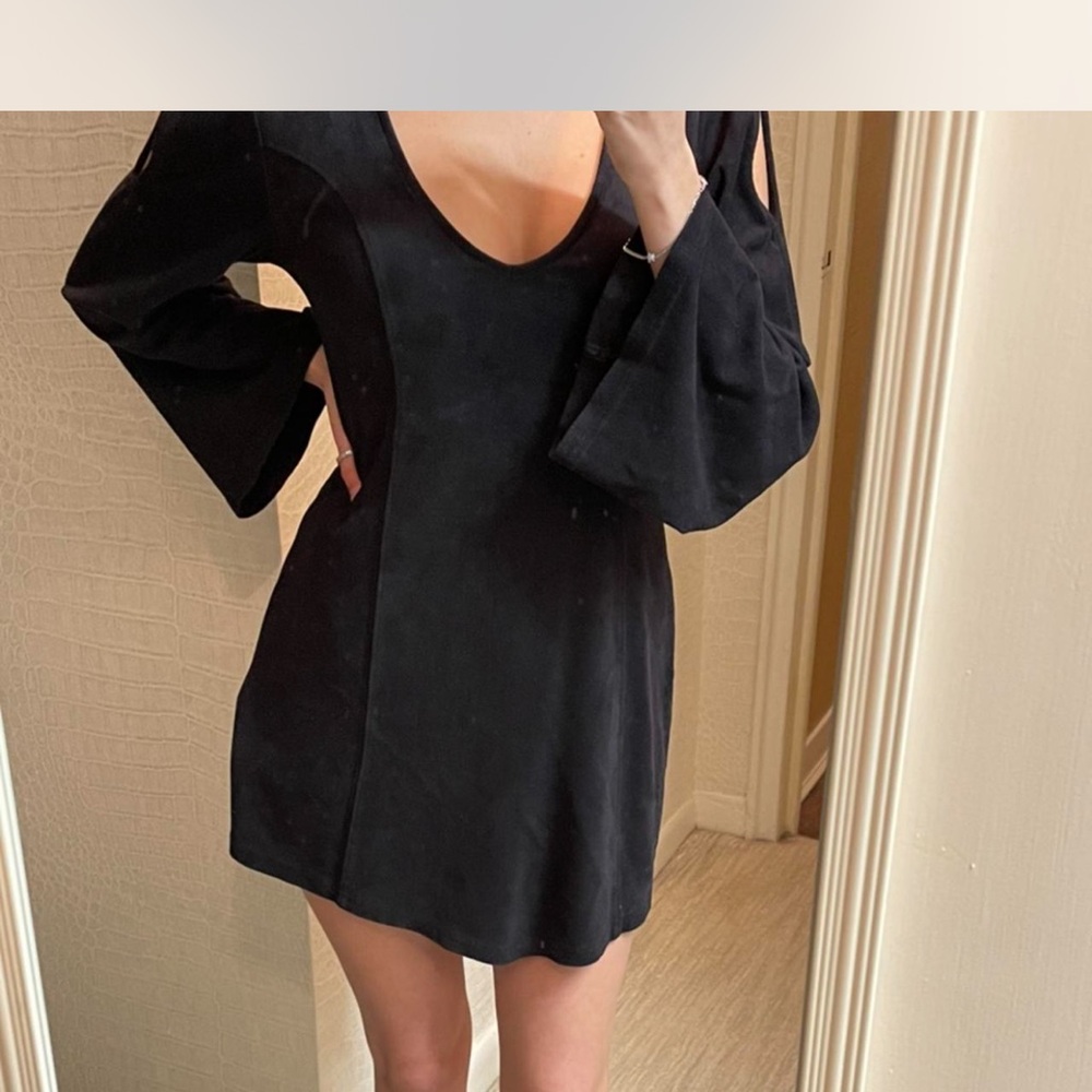 MINKPINK Black Mini Dress with Flared Long Sleeves